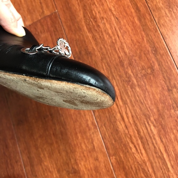 Chanel black leather mule with silver tone chain and charms - Picture 10 of 17